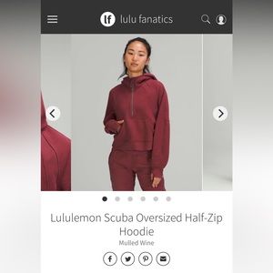 *Like New* Lululemon half zip scuba mulled wine XS/S